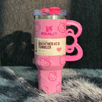 40oz Pink Bow-shaped handle Kitty Tumbler