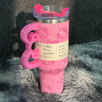 40oz Pink Bow-shaped handle Kitty Tumbler