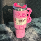 40oz Pink Bow-shaped handle Kitty Tumbler