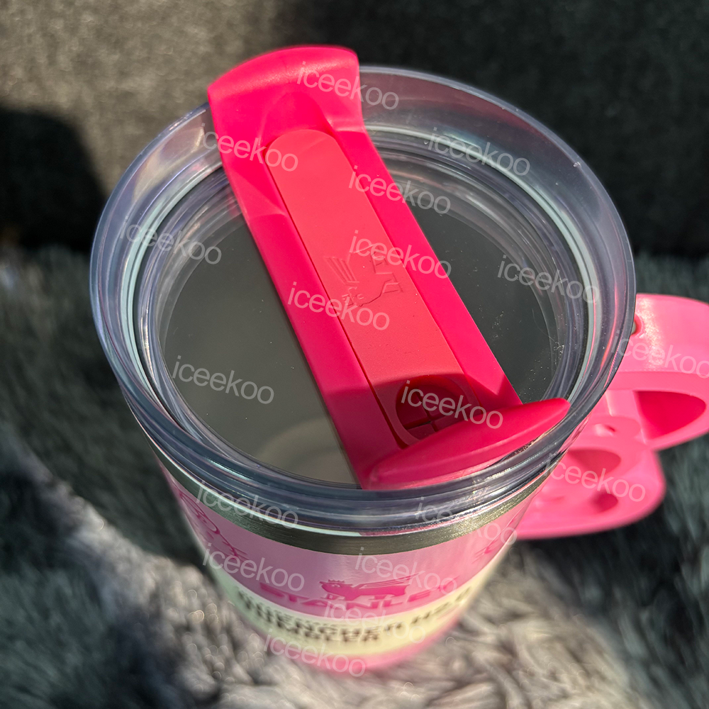 40oz Pink Bow-shaped handle Kitty Tumbler