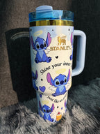Cute Angel Wing Stitch 40oz Insulated Tumbler With Lid & Straw, Large Capacity Travel Water Cup