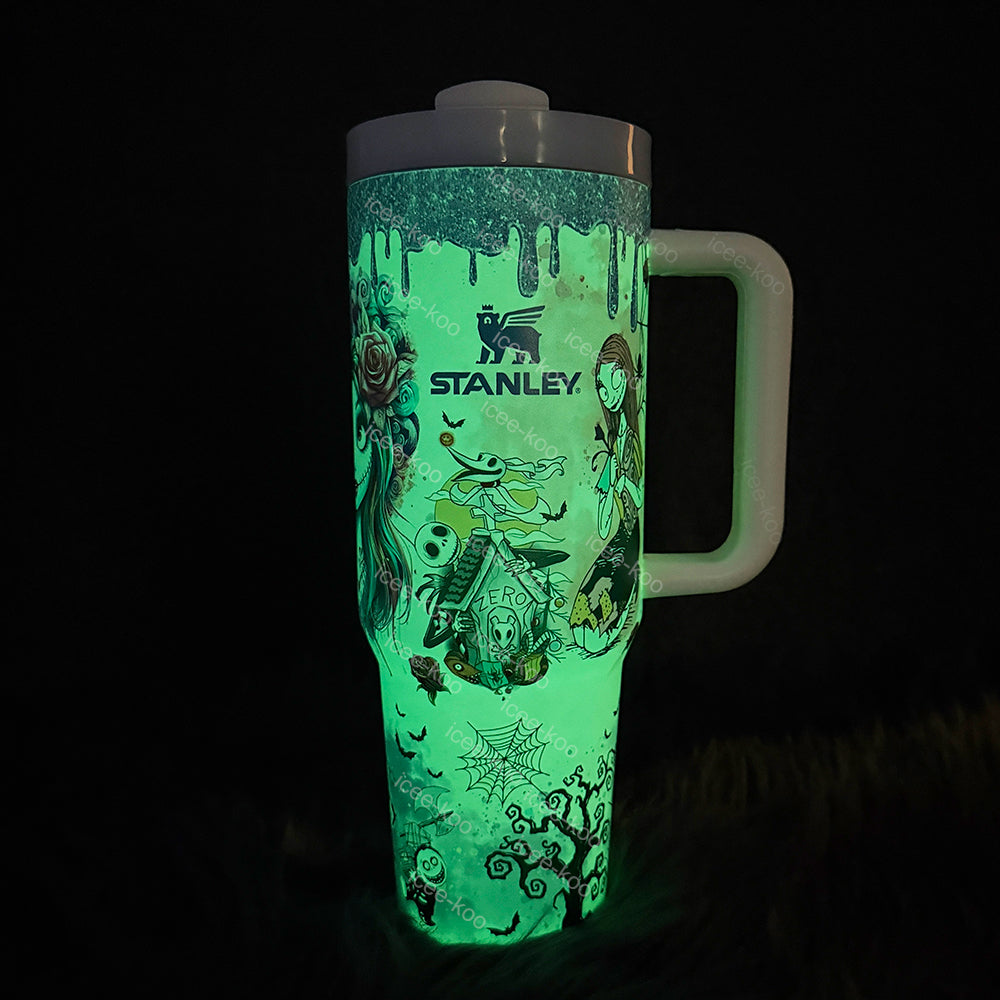 🔥40oz Sally x Jack Skellington Tumbler Noctilucent 🚚Free Shipping