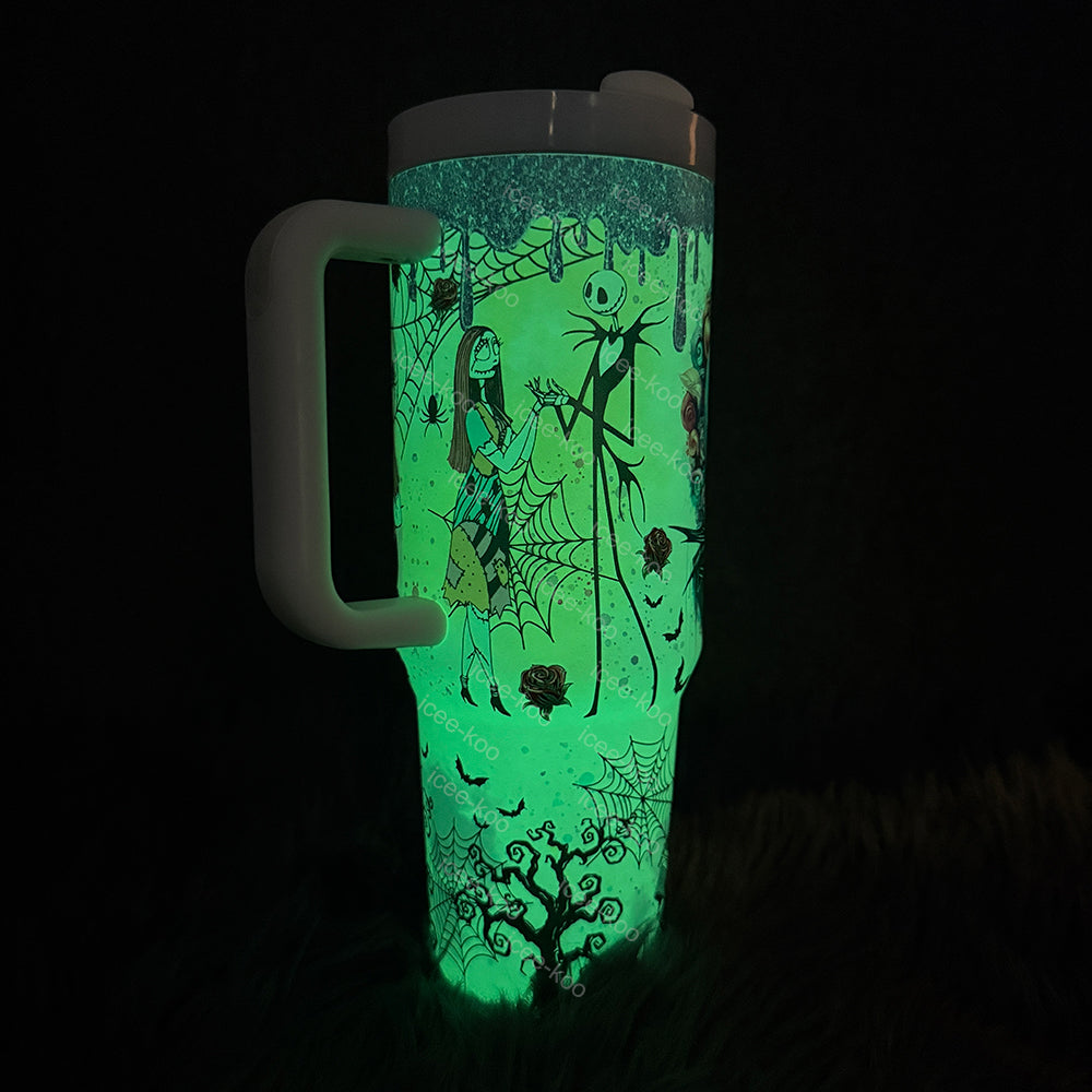 🔥40oz Sally x Jack Skellington Tumbler Noctilucent 🚚Free Shipping