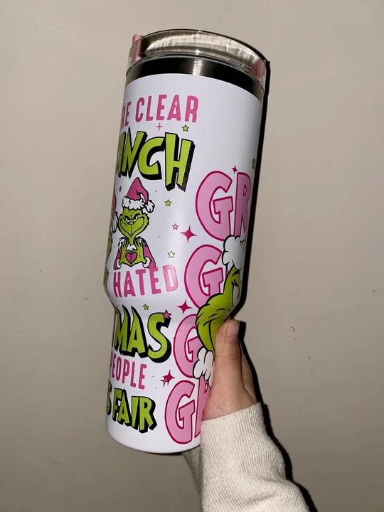 🔥Pink Grinch  Insulated Tumbler 40OZ ✈️Free Shippment